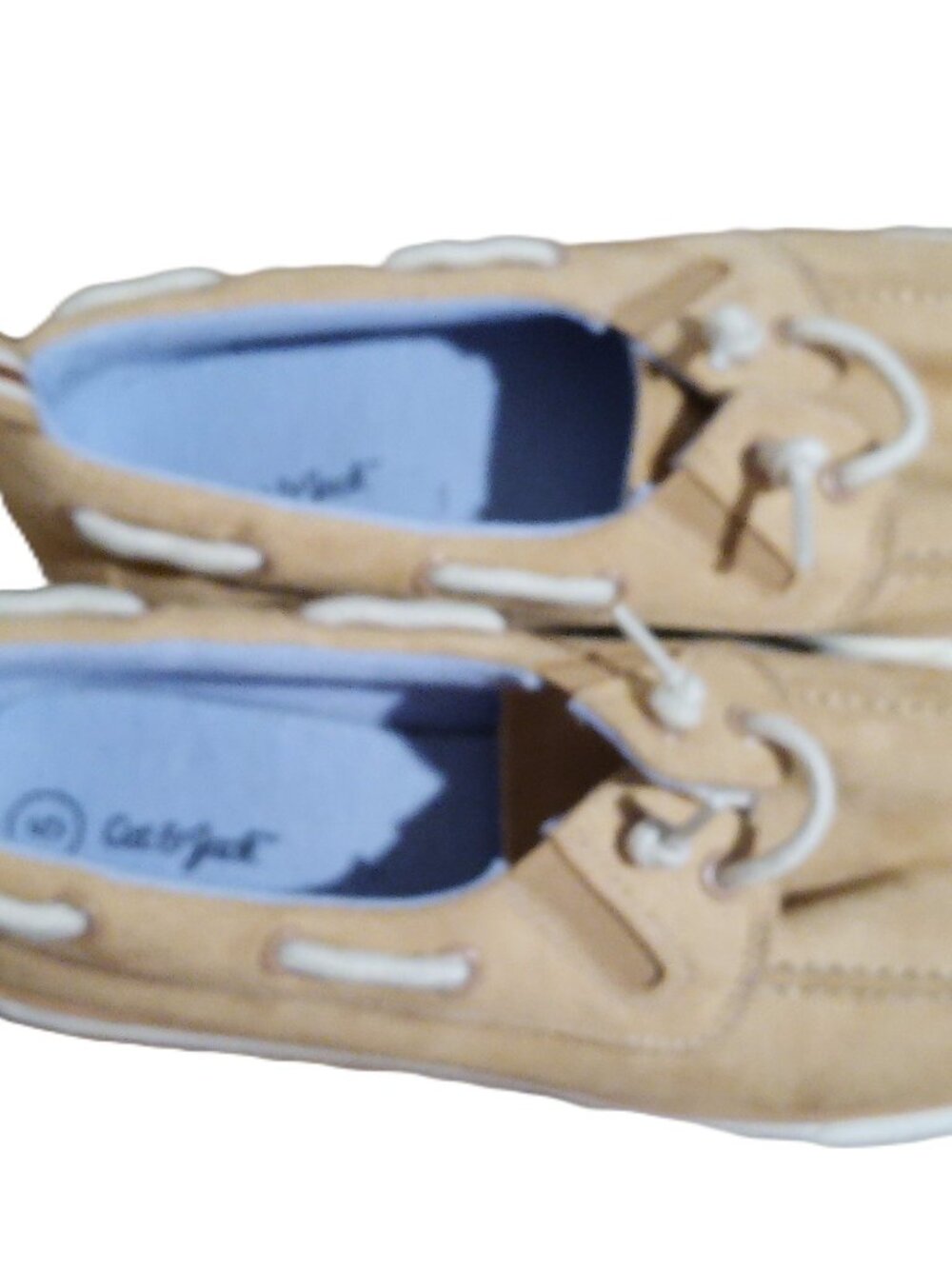 Boy's Cat & Jack tan faux suede and textile slip flats size 5